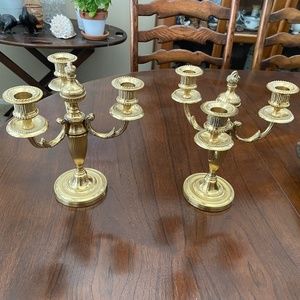 Bombay Company Brass 3 Candle Candelabria/Candle Holders Set of two